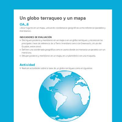 Ejemplo Evaluación Programas - OA06 - Un globo terraqueo y un mapa Ejemplo Evaluación Programas - OA06 - Un globo terraqueo y un mapa