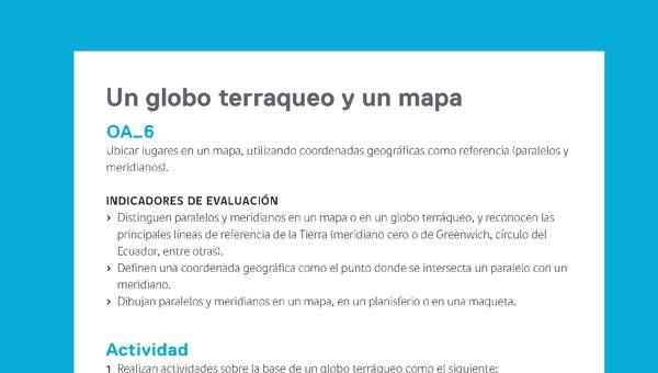 Ejemplo Evaluación Programas - OA06 - Un globo terraqueo y un mapa Ejemplo Evaluación Programas - OA06 - Un globo terraqueo y un mapa