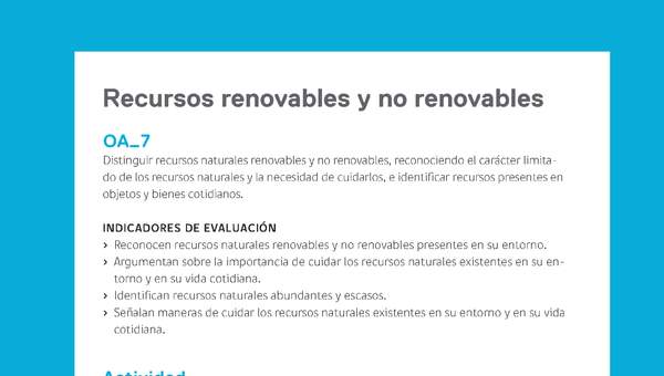 Ejemplo Evaluación Programas - OA07 - Recursos renovables y no renovables Ejemplo Evaluación Programas - OA07 - Recursos renovables y no renovables