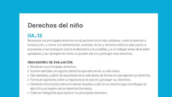 Ejemplo Evaluación Programas - OA12 - Derechos del niño Ejemplo Evaluación Programas - OA12 - Derechos del niño