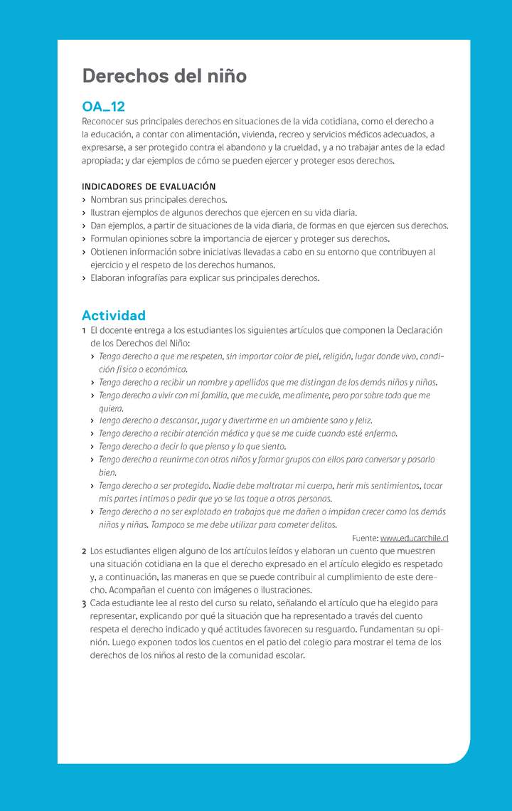 Ejemplo Evaluación Programas - OA12 - Derechos del niño Ejemplo Evaluación Programas - OA12 - Derechos del niño