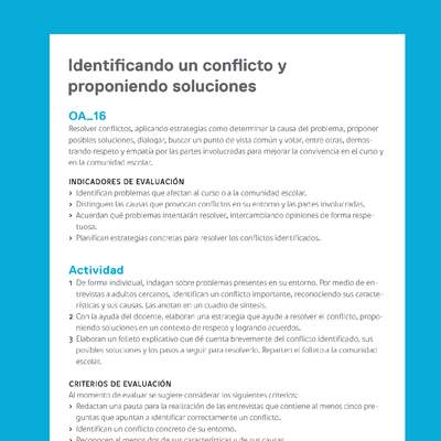 Ejemplo Evaluación Programas - OA16 - Identificando un conflicto y proponiendo soluciones Ejemplo Evaluación Programas - OA16 - Identificando un conflicto y proponiendo soluciones