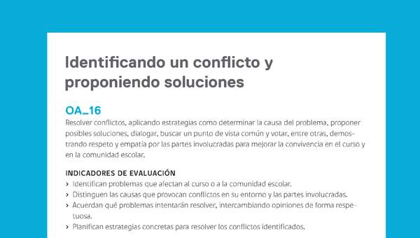 Ejemplo Evaluación Programas - OA16 - Identificando un conflicto y proponiendo soluciones Ejemplo Evaluación Programas - OA16 - Identificando un conflicto y proponiendo soluciones