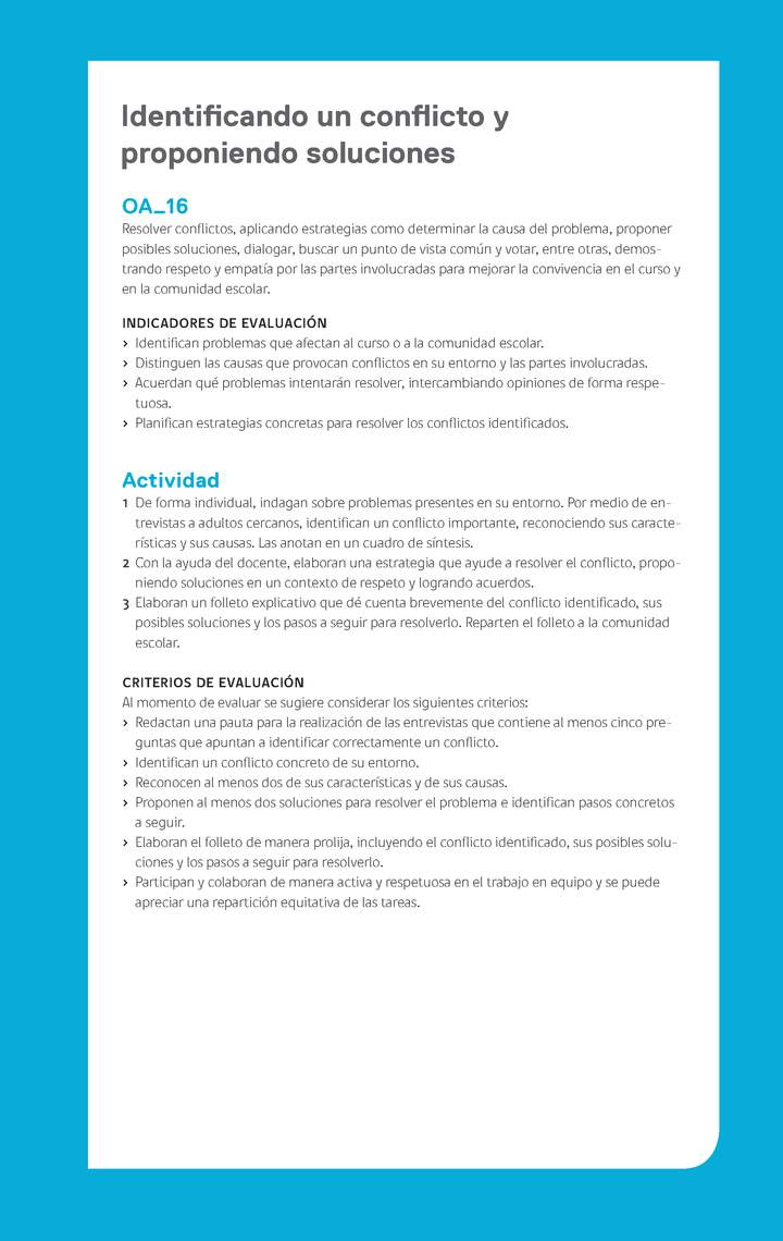 Ejemplo Evaluación Programas - OA16 - Identificando un conflicto y proponiendo soluciones Ejemplo Evaluación Programas - OA16 - Identificando un conflicto y proponiendo soluciones