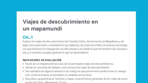 Ejemplo Evaluación Programas - OA01 - Viajes de descubrimiento en un mapamundi Ejemplo Evaluación Programas - OA01 - Viajes de descubrimiento en un mapamundi