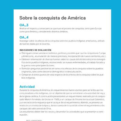 Ejemplo Evaluación Programas - OA03 - OA04 - Sobre la conquista de América Ejemplo Evaluación Programas - OA03 - OA04 - Sobre la conquista de América