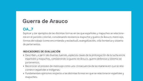 Ejemplo Evaluación Programas - OA07 - Guerra de Arauco Ejemplo Evaluación Programas - OA07 - Guerra de Arauco