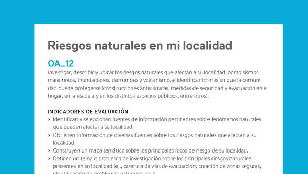 Ejemplo Evaluación Programas - OA12 - Riesgos naturales en mi localidad Ejemplo Evaluación Programas - OA12 - Riesgos naturales en mi localidad