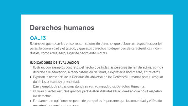 Ejemplo Evaluación Programas - OA13 - Derechos humanos Ejemplo Evaluación Programas - OA13 - Derechos humanos
