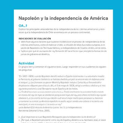 Ejemplo Evaluación Programas - OA01 - Napoleón y la independencia de América Ejemplo Evaluación Programas - OA01 - Napoleón y la independencia de América