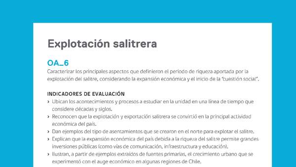 Ejemplo Evaluación Programas - OA06 - Explotación salitrera Ejemplo Evaluación Programas - OA06 - Explotación salitrera