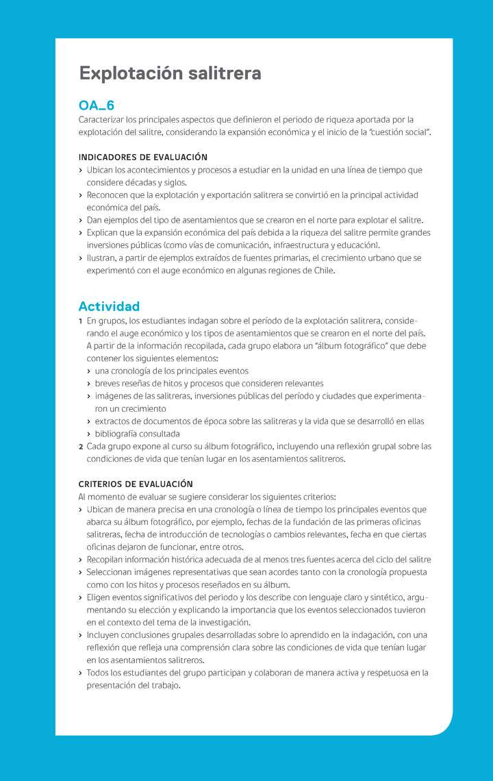 Ejemplo Evaluación Programas - OA06 - Explotación salitrera Ejemplo Evaluación Programas - OA06 - Explotación salitrera