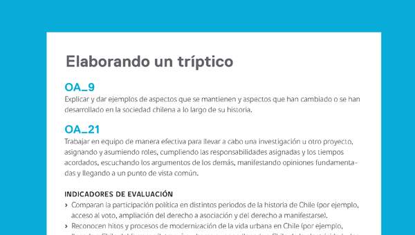 Ejemplo Evaluación Programas - OA09 - OA21 - Elaborando un tríptico Ejemplo Evaluación Programas - OA09 - OA21 - Elaborando un tríptico