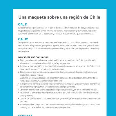 Ejemplo Evaluación Programas - OA11 - OA12 - Una maqueta sobre una región de Chile Ejemplo Evaluación Programas - OA11 - OA12 - Una maqueta sobre una región de Chile