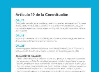 Ejemplo Evaluación Programas - OA17 - OA19 - OA26 - Artículo 19 de la Constitución Ejemplo Evaluación Programas - OA17 - OA19 - OA26 - Artículo 19 de la Constitución