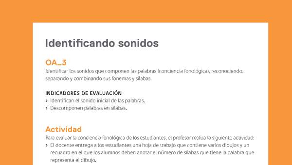 Ejemplo Evaluación Programas - OA03 - Identificando sonidos Ejemplo Evaluación Programas - OA03 - Identificando sonidos