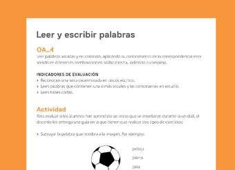 Ejemplo Evaluación Programas - OA04 - Leer y escribir palabras Ejemplo Evaluación Programas - OA04 - Leer y escribir palabras