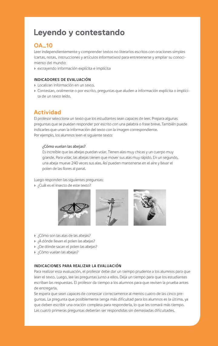 Ejemplo Evaluación Programas - OA10 - Leyendo y contestando Ejemplo Evaluación Programas - OA10 - Leyendo y contestando