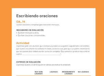 Ejemplo Evaluación Programas - OA14 - Escribiendo oraciones