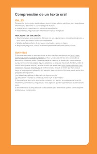 Ejemplo Evaluación Programas - OA23 - Comprensión de un texto oral Ejemplo Evaluación Programas - OA23 - Comprensión de un texto oral
