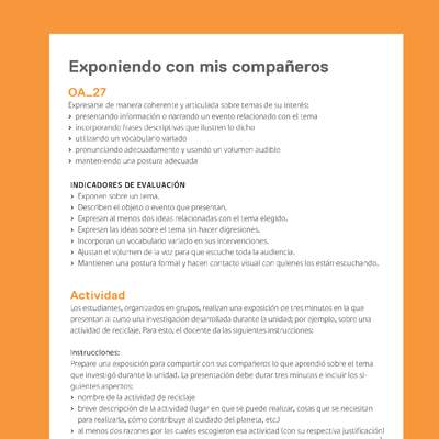 Ejemplo Evaluación Programas - OA27 - Exponiendo con mis compañeros Ejemplo Evaluación Programas - OA27 - Exponiendo con mis compañeros