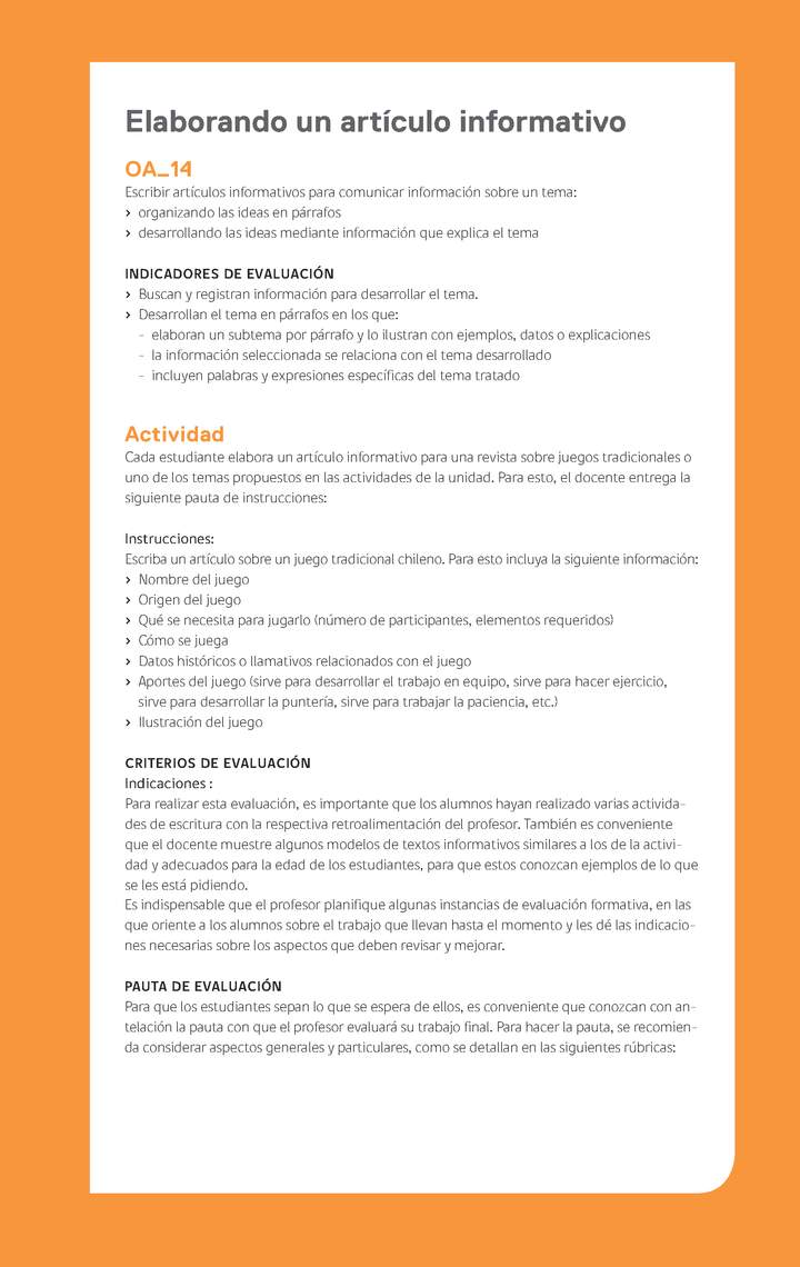Ejemplo Evaluación Programas - OA14 -Elaborando un artículo informativo Ejemplo Evaluación Programas - OA14 -Elaborando un artículo informativo