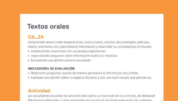 Ejemplo Evaluación Programas - OA24 - Textos orales 2 Ejemplo Evaluación Programas - OA24 - Textos orales 2