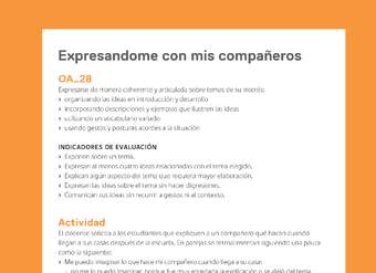 Ejemplo Evaluación Programas - OA28 - Expresandome con mis compañeros Ejemplo Evaluación Programas - OA28 - Expresandome con mis compañeros