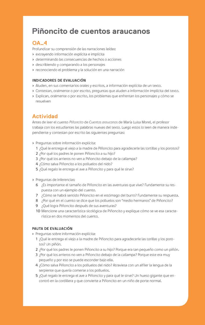 Ejemplo Evaluación Programas - OA04 - Piñoncito de cuentos araucanos Ejemplo Evaluación Programas - OA04 - Piñoncito de cuentos araucanos