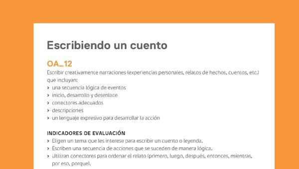 Ejemplo Evaluación Programas - OA12 - Escribiendo un cuento Ejemplo Evaluación Programas - OA12 - Escribiendo un cuento