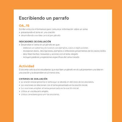 Ejemplo Evaluación Programas - OA15 - Escribiendo un parrafo Ejemplo Evaluación Programas - OA15 - Escribiendo un parrafo