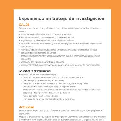 Ejemplo Evaluación Programas - OA28 - Exponiendo mi trabajo de investigación Ejemplo Evaluación Programas - OA28 - Exponiendo mi trabajo de investigación