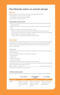 Ejemplo Evaluación Programas - OA15 - Escribiendo sobre un animal salvaje Ejemplo Evaluación Programas - OA15 - Escribiendo sobre un animal salvaje