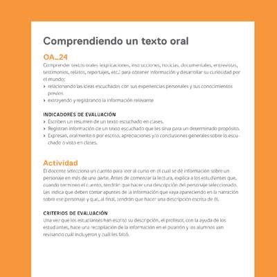 Ejemplo Evaluación Programas - OA24 - Comprendiendo un texto oral Ejemplo Evaluación Programas - OA24 - Comprendiendo un texto oral