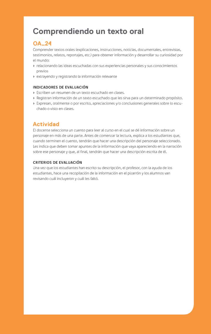 Ejemplo Evaluación Programas - OA24 - Comprendiendo un texto oral Ejemplo Evaluación Programas - OA24 - Comprendiendo un texto oral
