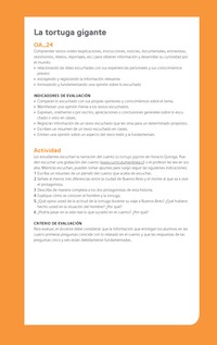 Ejemplo Evaluación Programas - OA24 - La tortuga gigante Ejemplo Evaluación Programas - OA24 - La tortuga gigante