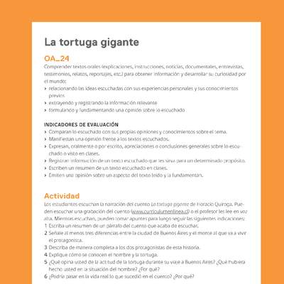 Ejemplo Evaluación Programas - OA24 - La tortuga gigante Ejemplo Evaluación Programas - OA24 - La tortuga gigante
