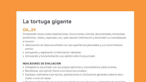 Ejemplo Evaluación Programas - OA24 - La tortuga gigante Ejemplo Evaluación Programas - OA24 - La tortuga gigante