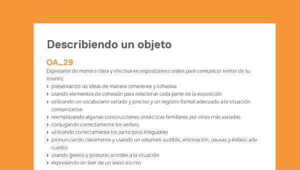 Ejemplo Evaluación Programas - OA29 - Describiendo un objeto Ejemplo Evaluación Programas - OA29 - Describiendo un objeto
