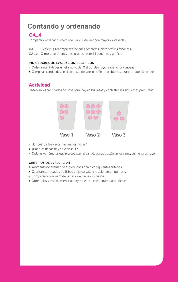 Ejemplo Evaluación Programas - OA04 - Contando y ordenando Ejemplo Evaluación Programas - OA04 - Contando y ordenando
