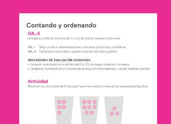 Ejemplo Evaluación Programas - OA04 - Contando y ordenando Ejemplo Evaluación Programas - OA04 - Contando y ordenando