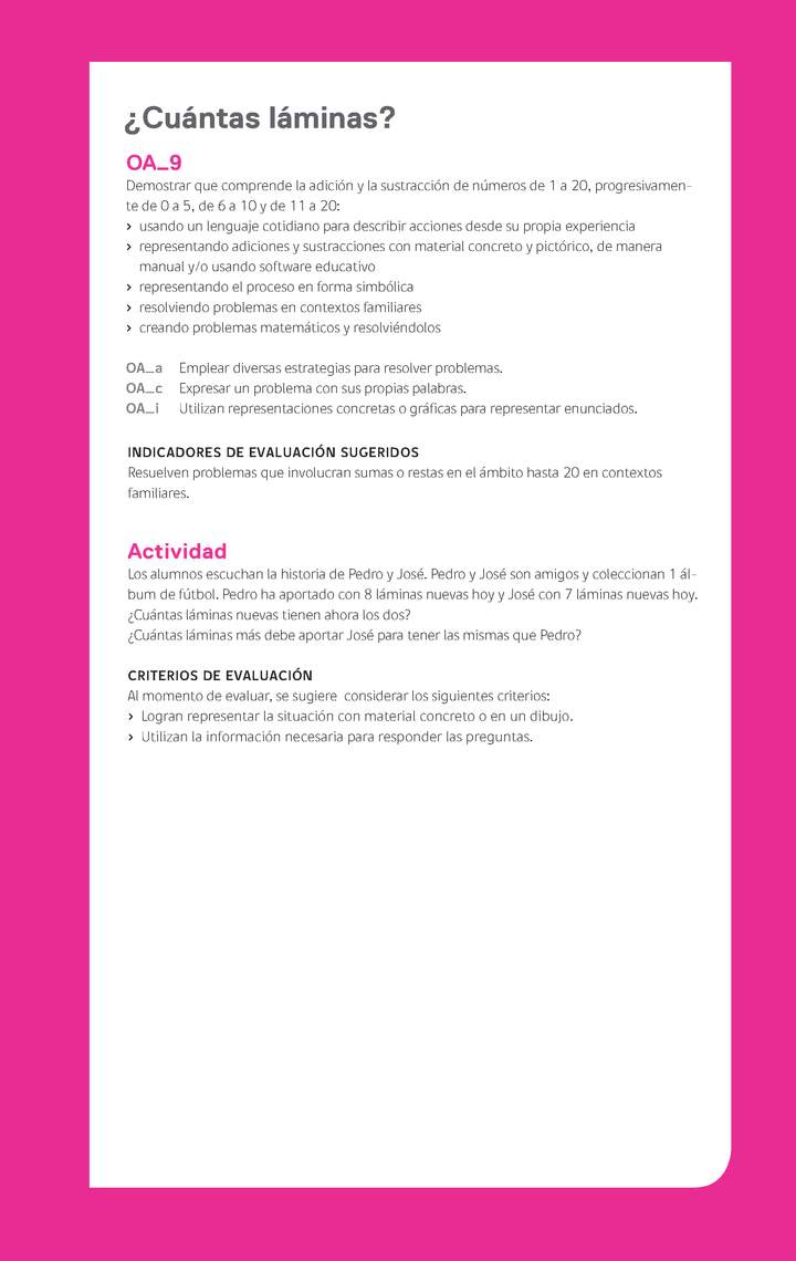 Ejemplo Evaluación Programas - OA09 - ¿Cuántas láminas? Ejemplo Evaluación Programas - OA09 - ¿Cuántas láminas?