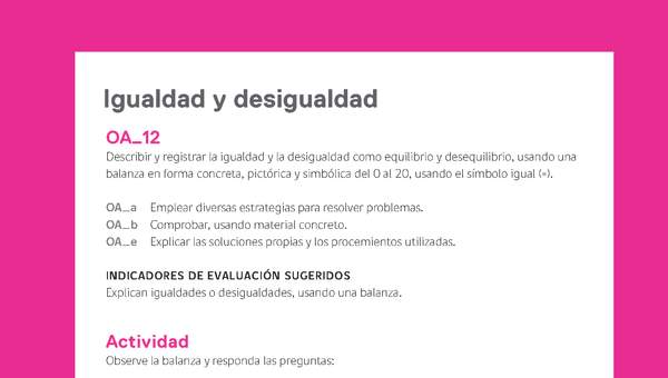 Ejemplo Evaluación Programas - OA12 - Igualdad y desigualdad Ejemplo Evaluación Programas - OA12 - Igualdad y desigualdad