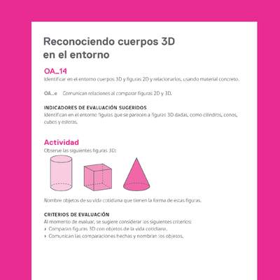 Ejemplo Evaluación Programas - OA14 - Reconociendo cuerpos 3D en el entorno Ejemplo Evaluación Programas - OA14 - Reconociendo cuerpos 3D en el entorno