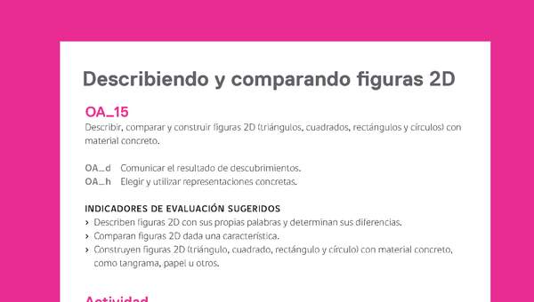 Ejemplo Evaluación Programas - OA15 - Describiendo y comparando figuras 2D Ejemplo Evaluación Programas - OA15 - Describiendo y comparando figuras 2D