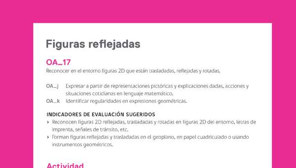 Evaluación Programas - MA03 OA17 - U4 - Figuras reflejadas Evaluación Programas - MA03 OA17 - U4 - Figuras reflejadas