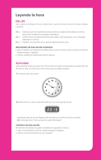 Evaluación Programas - MA03 OA20 - U3 - Leyendo la hora Evaluación Programas - MA03 OA20 - U3 - Leyendo la hora