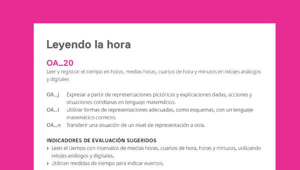 Evaluación Programas - MA03 OA20 - U3 - Leyendo la hora Evaluación Programas - MA03 OA20 - U3 - Leyendo la hora