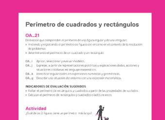 Evaluación Programas - MA03 OA21 - U2 - Perímetro de cuadrados y rectángulos Evaluación Programas - MA03 OA21 - U2 - Perímetro de cuadrados y rectángulos