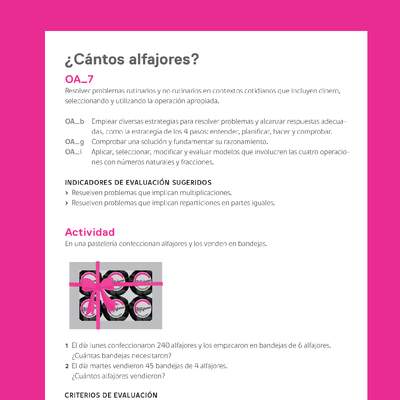 Evaluación Programas - MA04 OA07 - U1 - ¿Cuántos alfajores? Evaluación Programas - MA04 OA07 - U1 - ¿Cuántos alfajores?